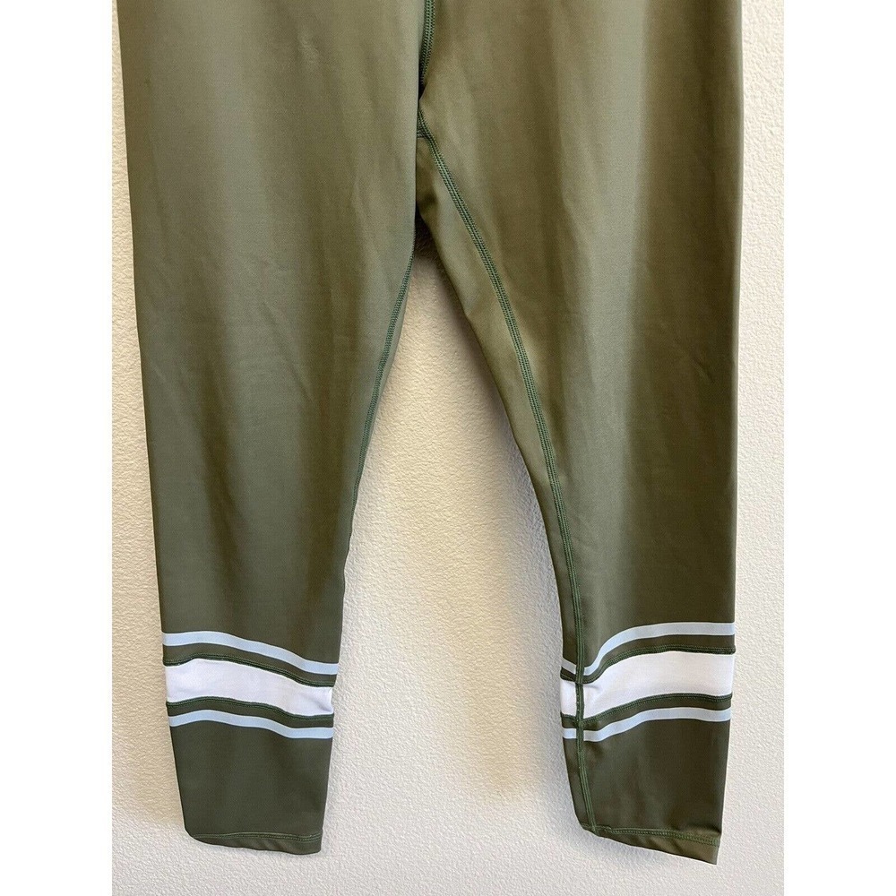 ZYIA Leggings Size L High Rise Workout Striped Mesh Green 7/8 - Picture 3 of 6